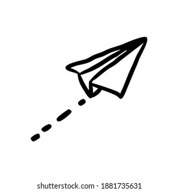 Paper airplane vector sketch icon isolated on background. Hand drawn Paper airplane icon