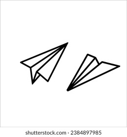 Paper airplane vector sketch icon isolated on background, Hand drawn Paper airplane icon, Paper airplane sketch icon for infographic, website or app, Origami Paper Plane