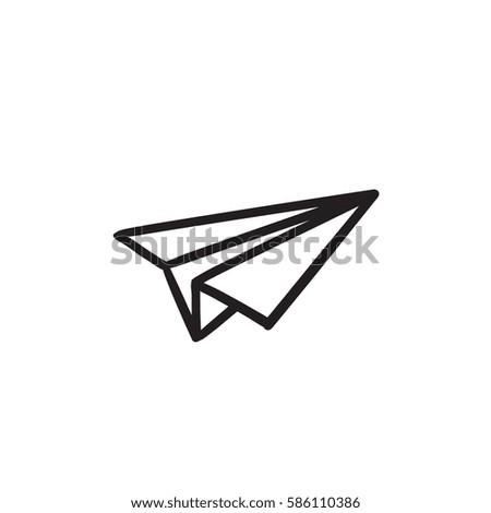 Paper airplane vector sketch icon isolated on background. Hand drawn Paper airplane icon. Paper airplane sketch icon for infographic, website or app.