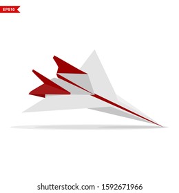 paper airplane with white background, 3d, plane, vector