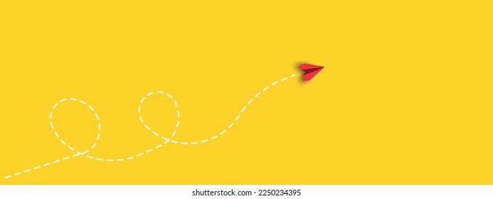 paper airplane.route, travel,traveler idea concepts.Different thinking, Business leader, personality development idea concept.