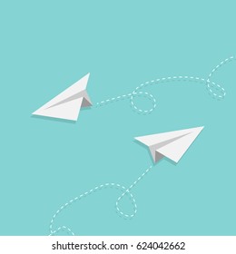 Paper Airplanes background. Travel concept illustration