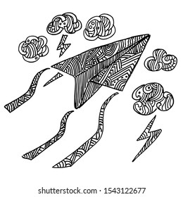 paper airplanes with batik ornament, doodle