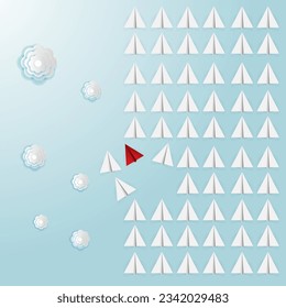 Paper airplanes designs Think differently, leadership, trends, creative solution and unique way concept. Be different.