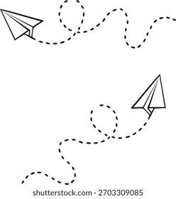 Paper airplanes with dotted flight paths origami flying