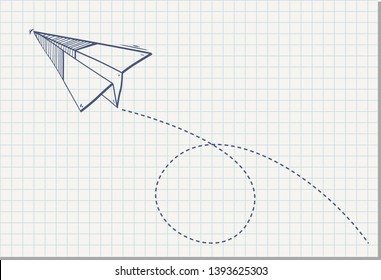 Paper airplanes flying  on blue sky