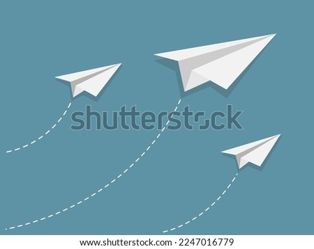 Paper airplanes icon blue background. business concepts take off plane vector illustration.