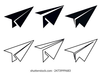 Conjunto de iconos de aviones de papel. Ilustración vectorial