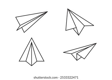 Paper airplanes icon set. Vector illustration