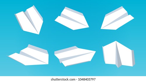 Paper airplanes on blue background. Vector illustration.