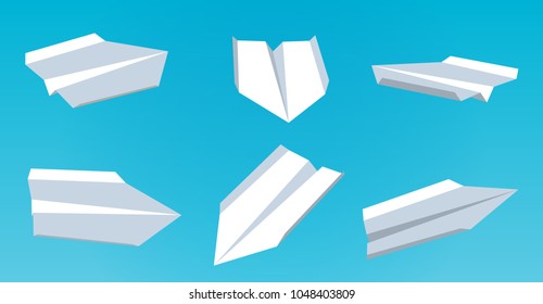 Paper airplanes on blue background. Vector illustration.