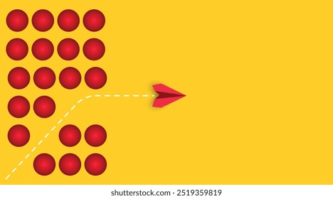 paper airplanes. red airplane changing path It is moving towards change. business creativity new idea discovery innovation technology. new year idea concept.
