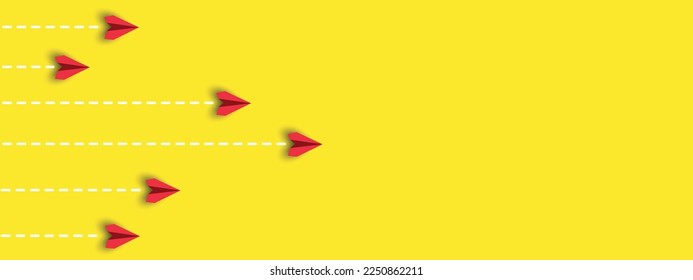 paper airplanes. red plane changing road. Different thinking, Business leader, personality development idea concept.