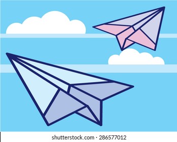 Paper Airplanes in the sky Vector