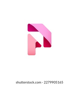 Paper alphabet origami font, for your logo design with shadow, multi-colored letter P, vector illustration 10EPS