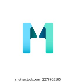 Paper alphabet origami font, for your logo design with shadow, multi-colored letter M, vector illustration 10EPS