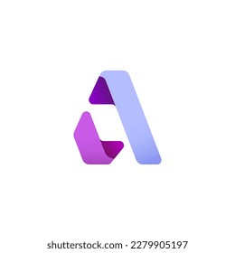 Paper alphabet origami font, for your logo design with shadow, multi-colored letter A, vector illustration 10EPS