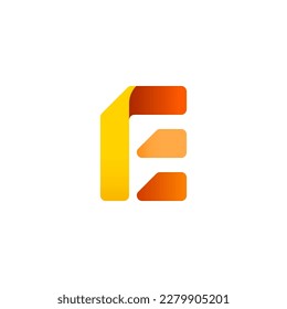 Paper alphabet origami font, for your logo design with shadow, multi-colored letter E, vector illustration 10EPS