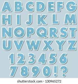 Paper alphabet in retro style. Vector illustration.