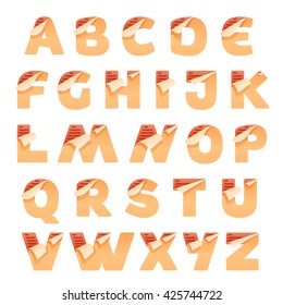 Paper alphabet with task list icon. Task list paper. Vector paper style typeface. Task list icon letter for card, app icon, corporate identity, label or poster.