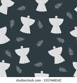 Paper angels abstract pattern. Christmas pattern