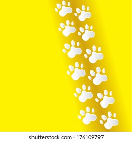 paper animal paw yellow background colorful.can be use as flyer, banner or poster.vector illustration