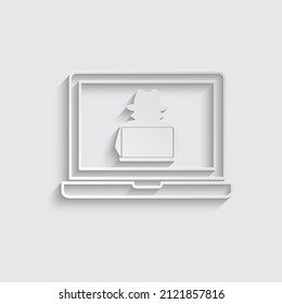 paper anonymous incognito icon. hacker icon on laptop. 