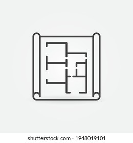Paper with Apartment Plan linear vector concept icon or logo element