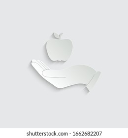 icono de manzana de papel. símbolo de manzana negra vectorial