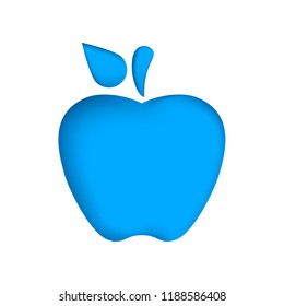 Paper apple on the blue background. Vector eps 10