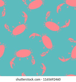 Paper application with pink crabs for wrapping, craft, textile, fabric