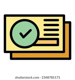 Paper approved election icon outline vector. Digital poll. Online ballot color flat