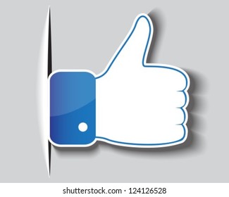 Paper approved symbol of a hand with a clenched fist and protruding thumb