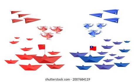 PAPER ARMY WITH FLAG, NAVY, PLANE , HELICOPTER
