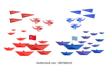 PAPER ARMY WITH FLAG, NAVY, PLANE , HELICOPTER
