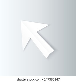 Paper Arrow Cursor  in Perspective. Vector Illustration.
