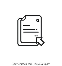 Paper with arrow, document, file outline icon. Vector illustration. Isolated icon is suitable for web, infographics, interfaces, and apps.