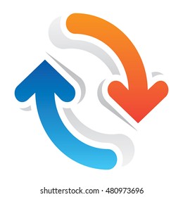 Paper arrows in blue and orange. 
Stylish elements for design. Vector illustration.