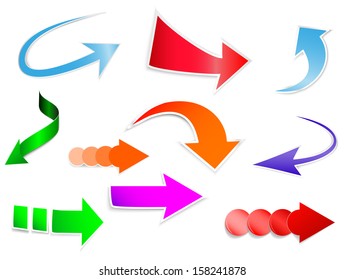 Paper arrows in the shape of stickers. Set