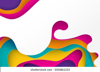 Paper art 3D abstract background with origami shapes. Paper waves, layers texture. Geometric design layout 