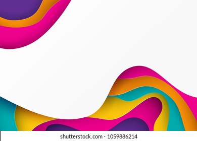 Paper art 3D abstract background with origami shapes. Paper waves, layers texture. Geometric design layout 