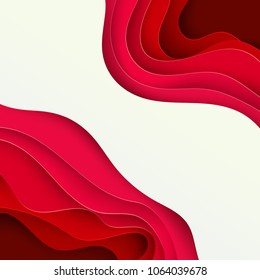 Paper art 3D abstract background with origami shapes. Paper waves, layers texture. Geometric design layout for business presentations, invitations, flyers, posters