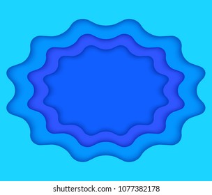 Paper art 3D abstract background with origami round oval shapes paper, layers texture. Geometric layout. Elements design. Vector illustration eps 10 for background presentation frame theme sea product