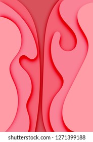 Paper art of abstract background with pink and red pastel color vector