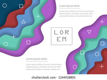 Paper art abstract background waves. Modern origami design template. Vector illustration. 3d brochure poster paper cut layers.