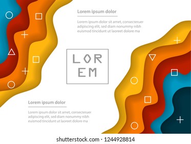 Paper art abstract background waves. Modern origami design template. Vector illustration. 3d brochure poster paper cut layers.