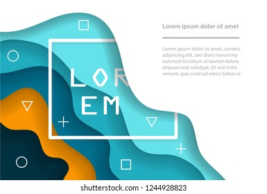 Paper art abstract background waves. Modern origami design template. Vector illustration. 3d brochure poster paper cut layers.