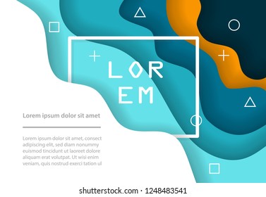 Paper art abstract background waves. Modern origami design template. Vector illustration. 3d brochure poster paper cut layers.