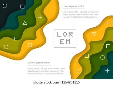 Paper art abstract background waves. Modern origami design template. Vector illustration. 3d brochure poster paper cut layers.