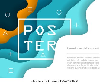 Paper art abstract background waves. Modern origami design template. Vector illustration. 3d brochure poster paper cut layers.